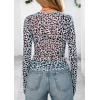 imagePRETTYGARDEN Womens Mesh Long Sleeve Spring Top 2026 Trendy Summer See Through Sheer Blouse Fitted Going Out Layering ShirtsLeopard Light Blue