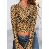 imagePRETTYGARDEN Womens Mesh Long Sleeve Spring Top 2026 Trendy Summer See Through Sheer Blouse Fitted Going Out Layering ShirtsLeopard Yellow