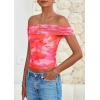 imagePRETTYGARDEN Womens Off The Shoulder Short Sleeve Ruched Slim Fit BlouseFloral Pink