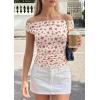 imagePRETTYGARDEN Womens Off The Shoulder Tops 2026 Summer Y2K Clothes Going Out Shirts Ruched Tank Top Date Night OutfitsFloral Beige Pink