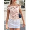 imagePRETTYGARDEN Womens Off The Shoulder Tops 2026 Summer Y2K Clothes Going Out Shirts Ruched Tank Top Date Night OutfitsFloral Beige Pink