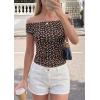 imagePRETTYGARDEN Womens Off The Shoulder Tops 2026 Summer Y2K Clothes Going Out Shirts Ruched Tank Top Date Night OutfitsFloral Black Orange