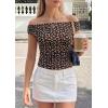imagePRETTYGARDEN Womens Off The Shoulder Tops 2026 Summer Y2K Clothes Going Out Shirts Ruched Tank Top Date Night OutfitsFloral Black Orange