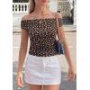 imagePRETTYGARDEN Womens Off The Shoulder Tops 2026 Summer Y2K Clothes Going Out Shirts Ruched Tank Top Date Night OutfitsFloral Black Orange
