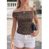imagePRETTYGARDEN Womens Off The Shoulder Tops 2026 Summer Y2K Clothes Going Out Shirts Ruched Tank Top Date Night OutfitsFloral Black Orange