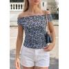 imagePRETTYGARDEN Womens Off The Shoulder Tops 2026 Summer Y2K Clothes Going Out Shirts Ruched Tank Top Date Night OutfitsFloral Black Purple