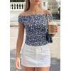 imagePRETTYGARDEN Womens Off The Shoulder Tops 2026 Summer Y2K Clothes Going Out Shirts Ruched Tank Top Date Night OutfitsFloral Black Purple