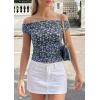 imagePRETTYGARDEN Womens Off The Shoulder Tops 2026 Summer Y2K Clothes Going Out Shirts Ruched Tank Top Date Night OutfitsFloral Black Purple