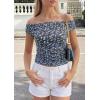 imagePRETTYGARDEN Womens Off The Shoulder Tops 2026 Summer Y2K Clothes Going Out Shirts Ruched Tank Top Date Night OutfitsFloral Black Purple