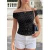 imagePRETTYGARDEN Womens Off The Shoulder Tops 2026 Summer Y2K Clothes Going Out Shirts Ruched Tank Top Date Night OutfitsPolka Dot Black White