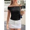 imagePRETTYGARDEN Womens Off The Shoulder Tops 2026 Summer Y2K Clothes Going Out Shirts Ruched Tank Top Date Night OutfitsPolka Dot Black White