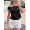 imagePRETTYGARDEN Womens Off The Shoulder Tops 2026 Summer Y2K Clothes Going Out Shirts Ruched Tank Top Date Night OutfitsPolka Dot Black White