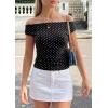 imagePRETTYGARDEN Womens Off The Shoulder Tops 2026 Summer Y2K Clothes Going Out Shirts Ruched Tank Top Date Night OutfitsPolka Dot Black White