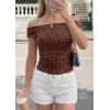 imagePRETTYGARDEN Womens Off The Shoulder Tops 2026 Summer Y2K Clothes Going Out Shirts Ruched Tank Top Date Night OutfitsPolka Dot Brown Beige