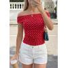 imagePRETTYGARDEN Womens Off The Shoulder Tops 2026 Summer Y2K Clothes Going Out Shirts Ruched Tank Top Date Night OutfitsPolka Dot Red White