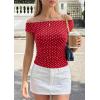 imagePRETTYGARDEN Womens Off The Shoulder Tops 2026 Summer Y2K Clothes Going Out Shirts Ruched Tank Top Date Night OutfitsPolka Dot Red White