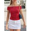 imagePRETTYGARDEN Womens Off The Shoulder Tops 2026 Summer Y2K Clothes Going Out Shirts Ruched Tank Top Date Night OutfitsPolka Dot Red White