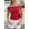imagePRETTYGARDEN Womens Off The Shoulder Tops 2026 Summer Y2K Clothes Going Out Shirts Ruched Tank Top Date Night OutfitsPolka Dot Red White