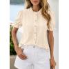 imagePRETTYGARDEN Womens Puff Short Sleeve Tops 2026 Summer Spring Button Down Boho Embroidered Cute Blouse Dressy Casual ShirtsApricot