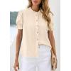 imagePRETTYGARDEN Womens Puff Short Sleeve Tops 2026 Summer Spring Button Down Boho Embroidered Cute Blouse Dressy Casual ShirtsApricot