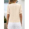 imagePRETTYGARDEN Womens Puff Short Sleeve Tops 2026 Summer Spring Button Down Boho Embroidered Cute Blouse Dressy Casual ShirtsApricot
