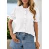 imagePRETTYGARDEN Womens Puff Short Sleeve Tops 2026 Summer Spring Button Down Boho Embroidered Cute Blouse Dressy Casual ShirtsWhite