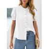 imagePRETTYGARDEN Womens Puff Short Sleeve Tops 2026 Summer Spring Button Down Boho Embroidered Cute Blouse Dressy Casual ShirtsWhite