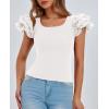 imagePRETTYGARDEN Womens Ruffle Short Sleeve Shirts 2026 Summer Casual Basic Tee Cute Fitted Crew Neck Fashion Tops ClothesWhite