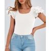 imagePRETTYGARDEN Womens Ruffle Short Sleeve Shirts 2026 Summer Casual Basic Tee Cute Fitted Crew Neck Fashion Tops ClothesWhite