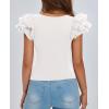 imagePRETTYGARDEN Womens Ruffle Short Sleeve Shirts 2026 Summer Casual Basic Tee Cute Fitted Crew Neck Fashion Tops ClothesWhite