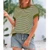 imagePRETTYGARDEN Womens Short Sleeve Sweater Spring Summer 2026 Round Neck Striped Pullover Cap Sleeve Knit Sweater Vest TopsArmy Green