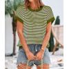 imagePRETTYGARDEN Womens Short Sleeve Sweater Spring Summer 2026 Round Neck Striped Pullover Cap Sleeve Knit Sweater Vest TopsArmy Green