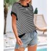imagePRETTYGARDEN Womens Short Sleeve Sweater Spring Summer 2026 Round Neck Striped Pullover Cap Sleeve Knit Sweater Vest TopsBlack