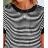 imagePRETTYGARDEN Womens Short Sleeve Sweater Spring Summer 2026 Round Neck Striped Pullover Cap Sleeve Knit Sweater Vest TopsBlack