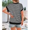 imagePRETTYGARDEN Womens Short Sleeve Sweater Spring Summer 2026 Round Neck Striped Pullover Cap Sleeve Knit Sweater Vest TopsBlack