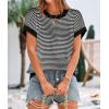 imagePRETTYGARDEN Womens Short Sleeve Sweater Spring Summer 2026 Round Neck Striped Pullover Cap Sleeve Knit Sweater Vest TopsBlack