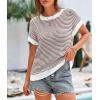imagePRETTYGARDEN Womens Short Sleeve Sweater Spring Summer 2026 Round Neck Striped Pullover Cap Sleeve Knit Sweater Vest TopsBrown