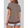 imagePRETTYGARDEN Womens Short Sleeve Sweater Spring Summer 2026 Round Neck Striped Pullover Cap Sleeve Knit Sweater Vest TopsDark Brown