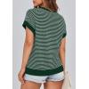 imagePRETTYGARDEN Womens Short Sleeve Sweater Spring Summer 2026 Round Neck Striped Pullover Cap Sleeve Knit Sweater Vest TopsDark Green