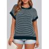 imagePRETTYGARDEN Womens Short Sleeve Sweater Spring Summer 2026 Round Neck Striped Pullover Cap Sleeve Knit Sweater Vest TopsMalachite Green