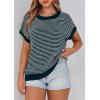 imagePRETTYGARDEN Womens Short Sleeve Sweater Spring Summer 2026 Round Neck Striped Pullover Cap Sleeve Knit Sweater Vest TopsMalachite Green
