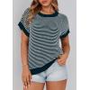 imagePRETTYGARDEN Womens Short Sleeve Sweater Spring Summer 2026 Round Neck Striped Pullover Cap Sleeve Knit Sweater Vest TopsMalachite Green