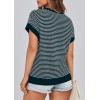 imagePRETTYGARDEN Womens Short Sleeve Sweater Spring Summer 2026 Round Neck Striped Pullover Cap Sleeve Knit Sweater Vest TopsMalachite Green