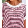 imagePRETTYGARDEN Womens Short Sleeve Sweater Spring Summer 2026 Round Neck Striped Pullover Cap Sleeve Knit Sweater Vest TopsRed