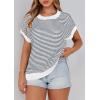 imagePRETTYGARDEN Womens Short Sleeve Sweater Spring Summer 2026 Round Neck Striped Pullover Cap Sleeve Knit Sweater Vest TopsStriped White Navy
