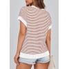 imagePRETTYGARDEN Womens Short Sleeve Sweater Spring Summer 2026 Round Neck Striped Pullover Cap Sleeve Knit Sweater Vest TopsStriped White Red