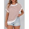 imagePRETTYGARDEN Womens Short Sleeve Sweater Spring Summer 2026 Round Neck Striped Pullover Cap Sleeve Knit Sweater Vest TopsStriped White Red
