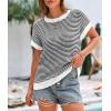 imagePRETTYGARDEN Womens Short Sleeve Sweater Spring Summer 2026 Round Neck Striped Pullover Cap Sleeve Knit Sweater Vest TopsWhite