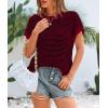 imagePRETTYGARDEN Womens Short Sleeve Sweater Spring Summer 2026 Round Neck Striped Pullover Cap Sleeve Knit Sweater Vest TopsWine Red