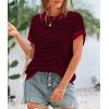 imagePRETTYGARDEN Womens Short Sleeve Sweater Spring Summer 2026 Round Neck Striped Pullover Cap Sleeve Knit Sweater Vest TopsWine Red